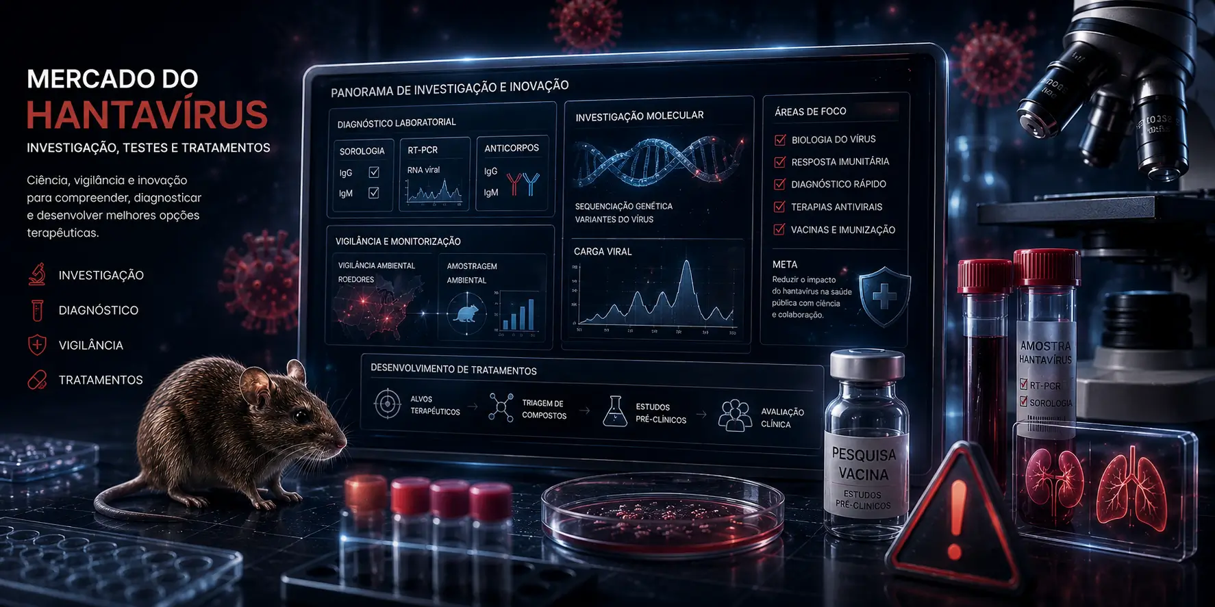 Mercado do hantavírus: investigação, testes e tratamentos